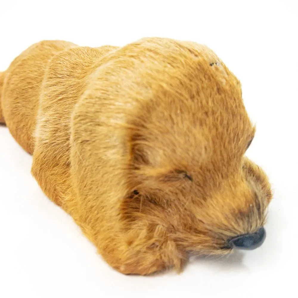 Vintage Golden Retriever Puppy Dog Figure - Real Fur